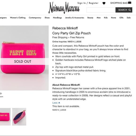 Rebecca Minkoff Leather Party Girl Zip Coin Purse, Makeup Bag Orange Size Small - Picture 4 of 4